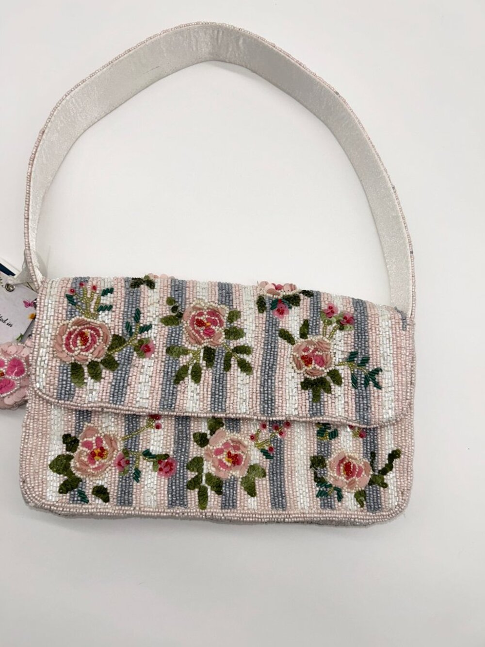NWT Handmade Beaded Floral Marshalls Handbag - Picture 2 of 7